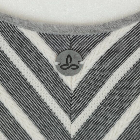 Prana Seacoast Women's Medium Gray & White Striped Cotton Racerback A-Line Dress - Picture 6 of 8